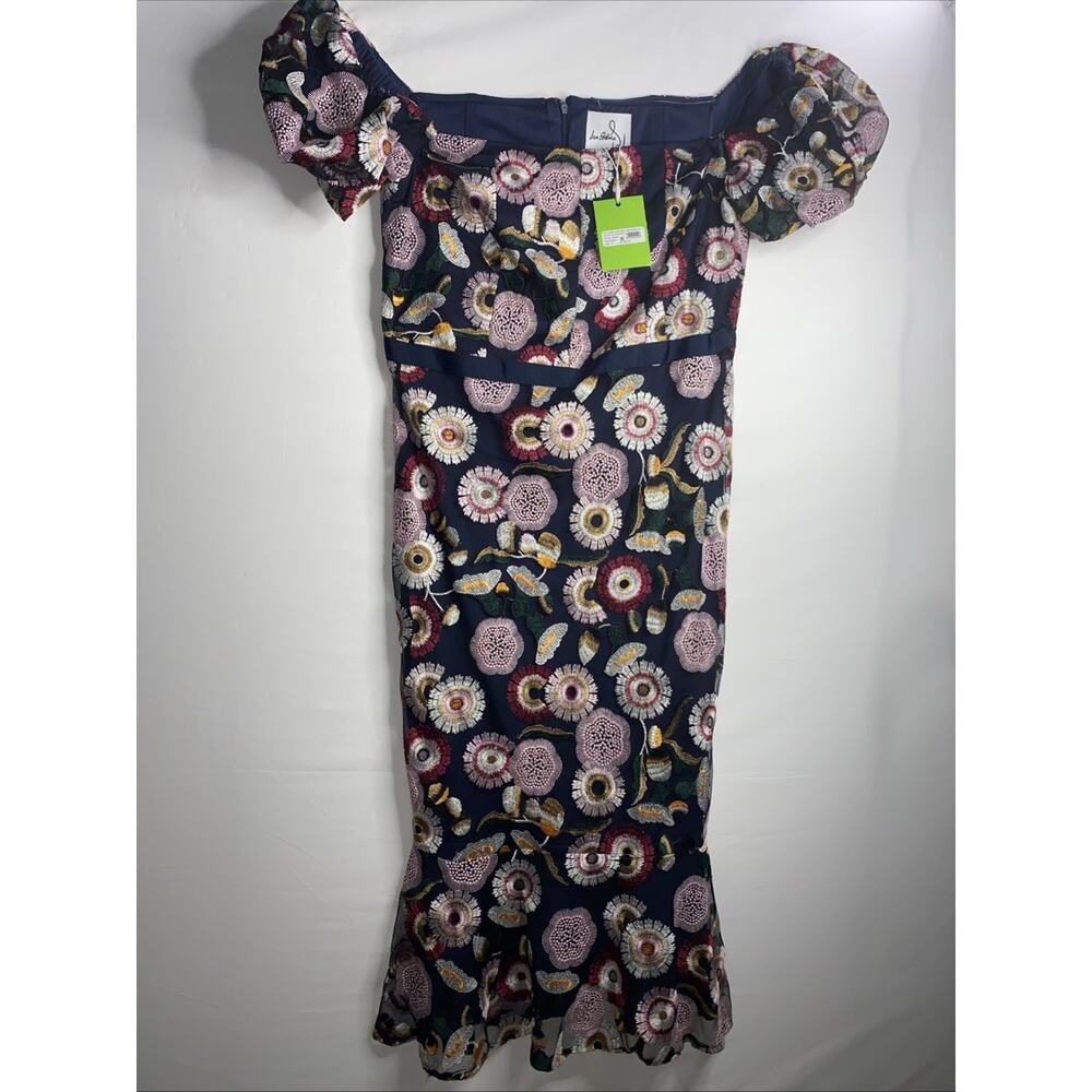 Sam Edelman Navy Blue Embroidered Floral Dress 14 NWT Kentucky Derby - Picture 5 of 8